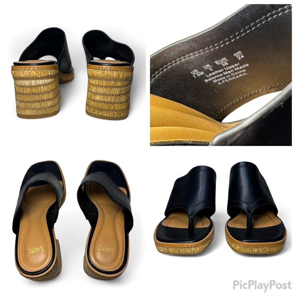 SARTO Ferrara Espadrille Platform Block Heel Sandal, Black, Sz 7.5, NWOB - Picture 10 of 10
